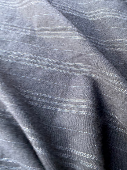 KALEB 025 navy wool drape with hirizontal stripes