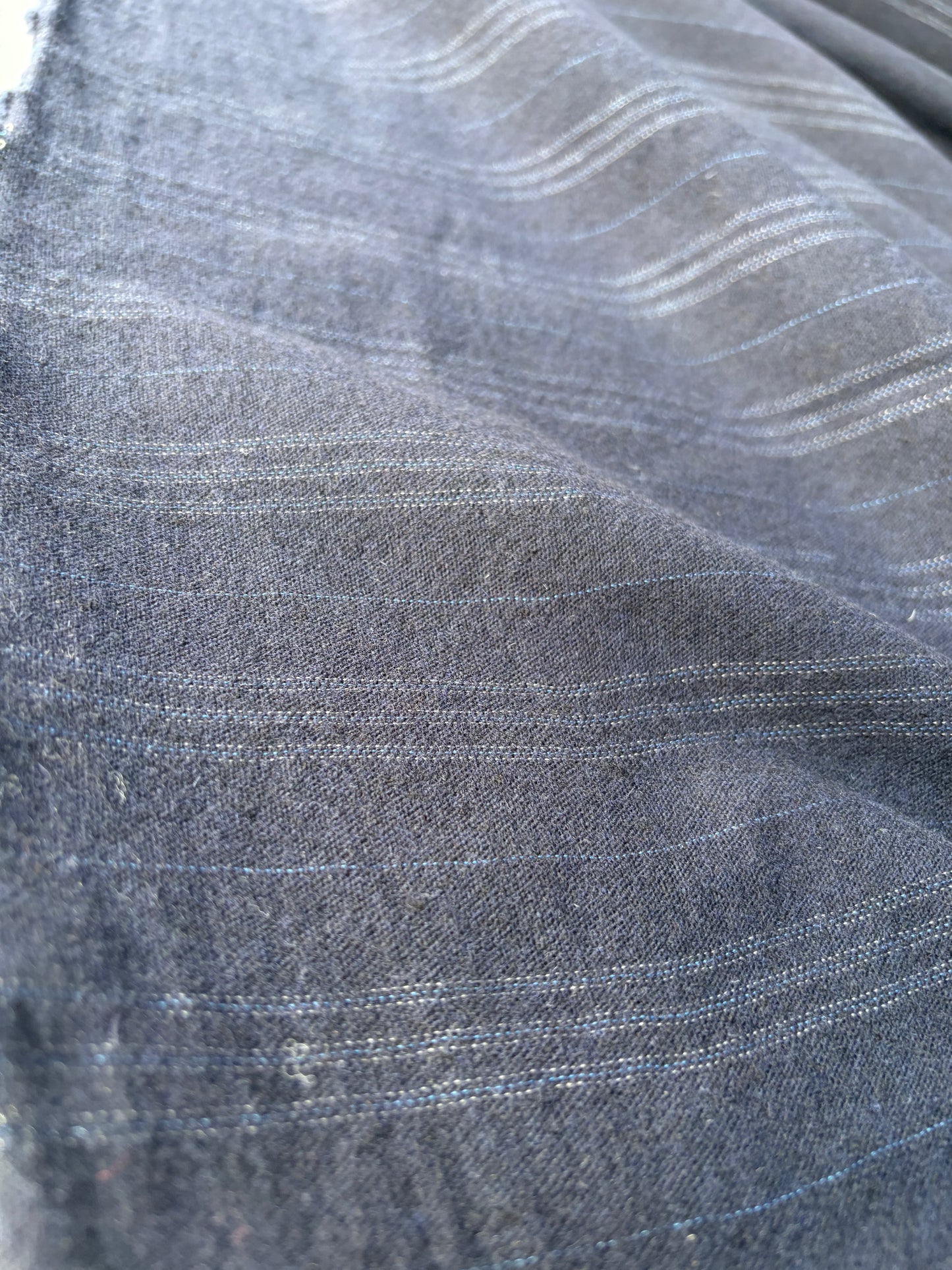 KALEB 025 navy wool drape with hirizontal stripes