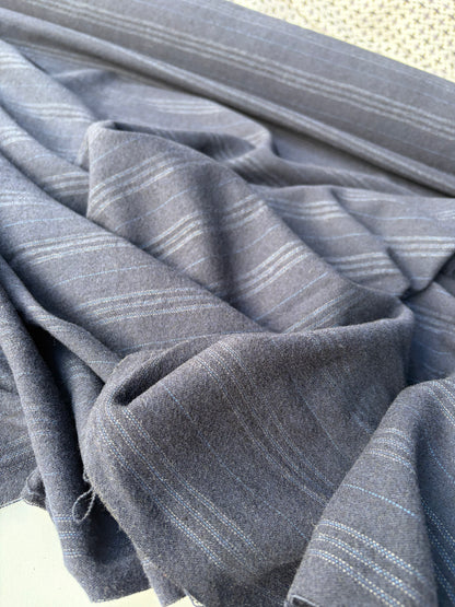 KALEB 025 navy wool drape with hirizontal stripes