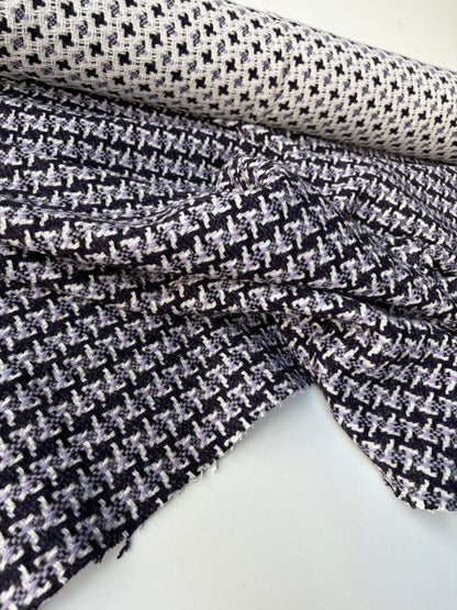 KALEB 026 navy/lilac checkered heavy wool tweed