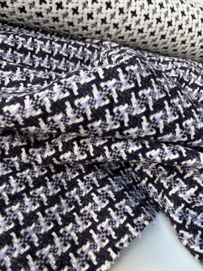 KALEB 026 navy/lilac checkered heavy wool tweed