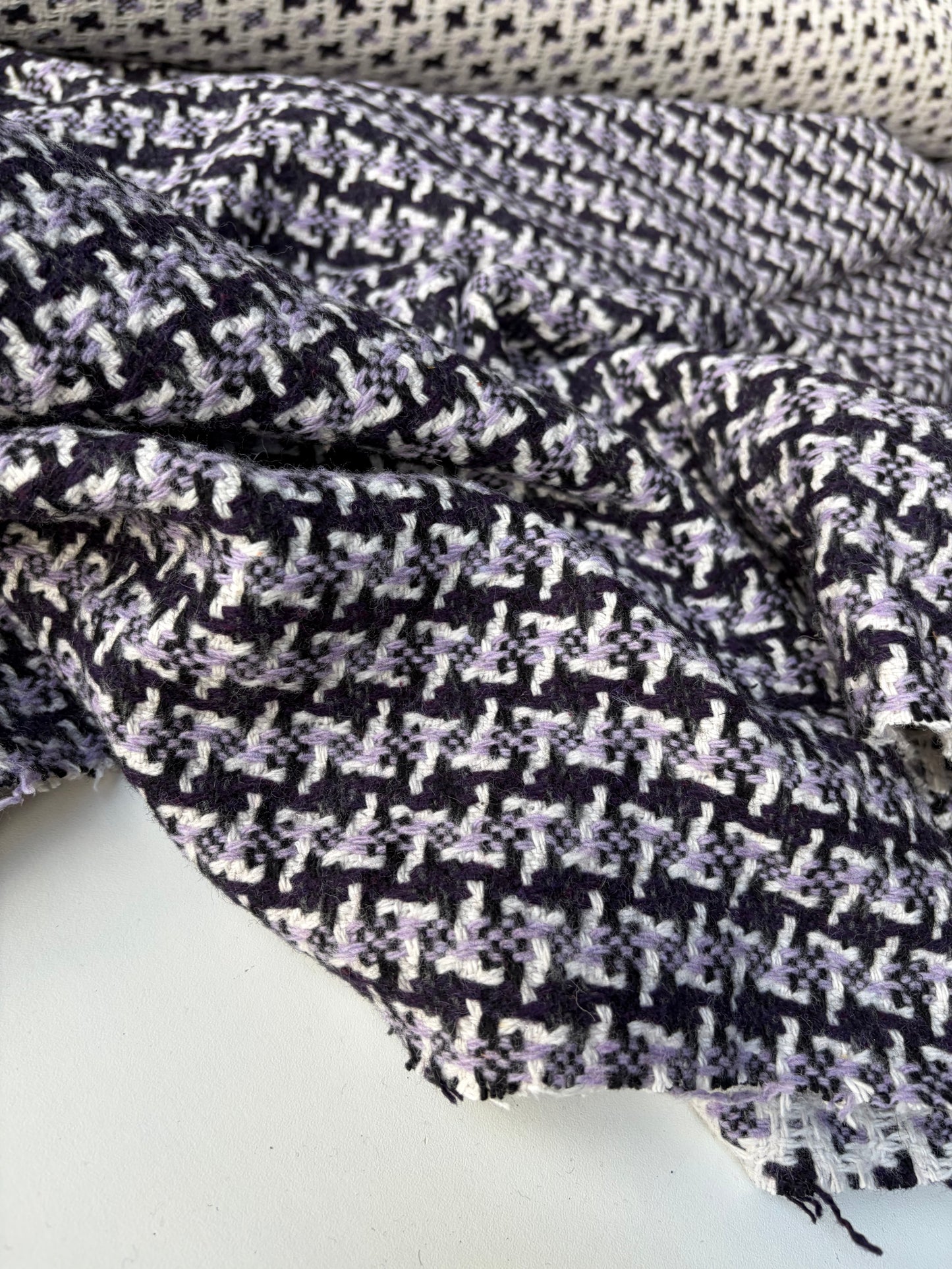 KALEB 026 navy/lilac checkered heavy wool tweed
