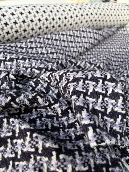 KALEB 026 navy/lilac checkered heavy wool tweed