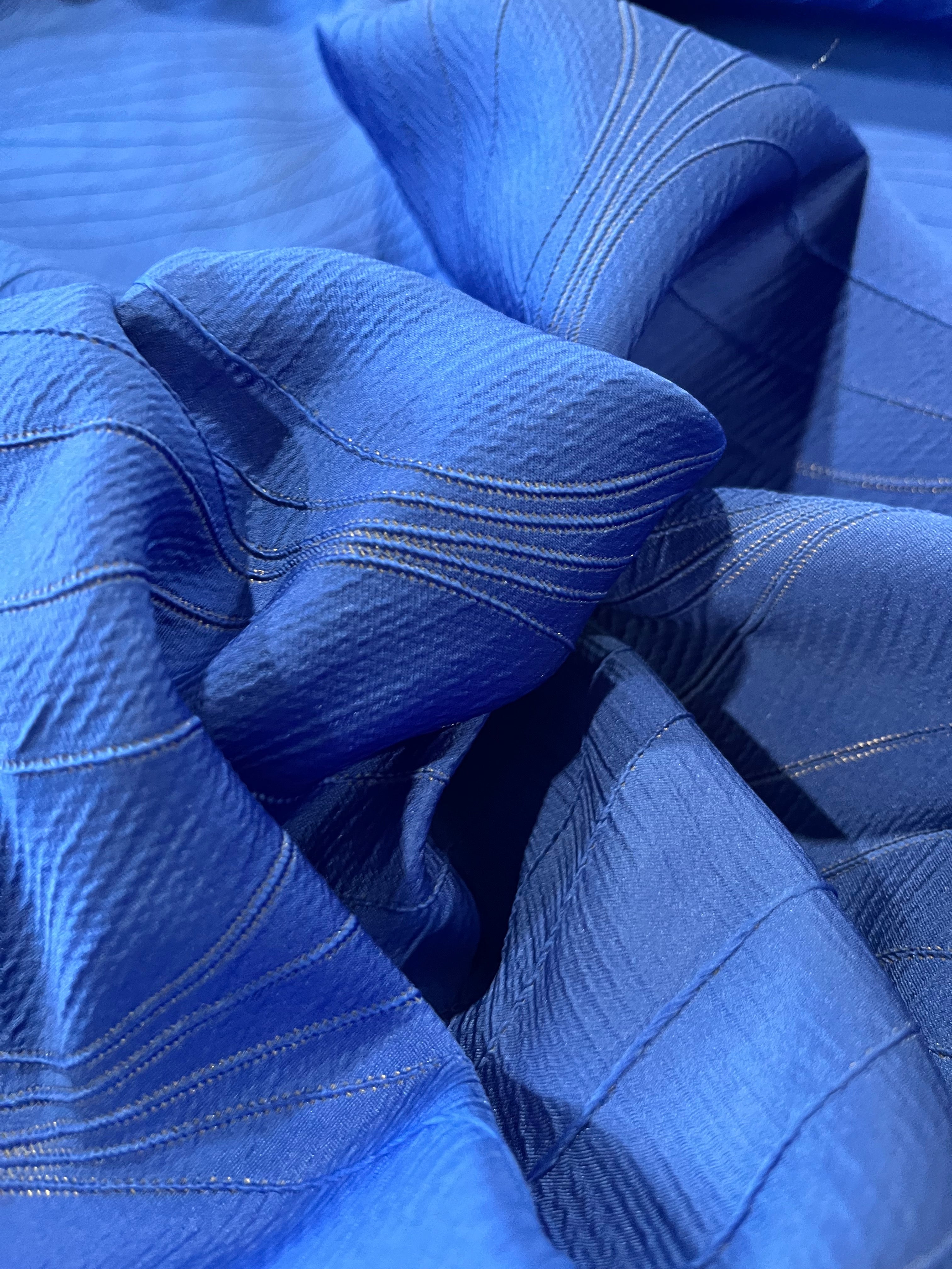 BRUNICO 010 jacquard tone on tone royal blue Wasted Fabrics