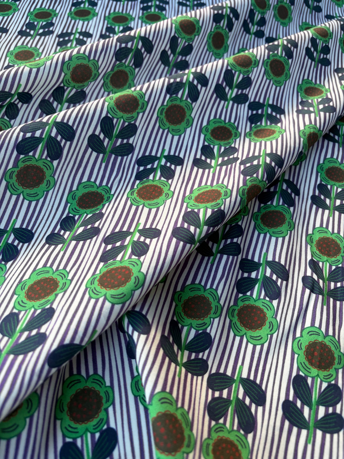 MARGE 038 poplin stretch stripes and flowers