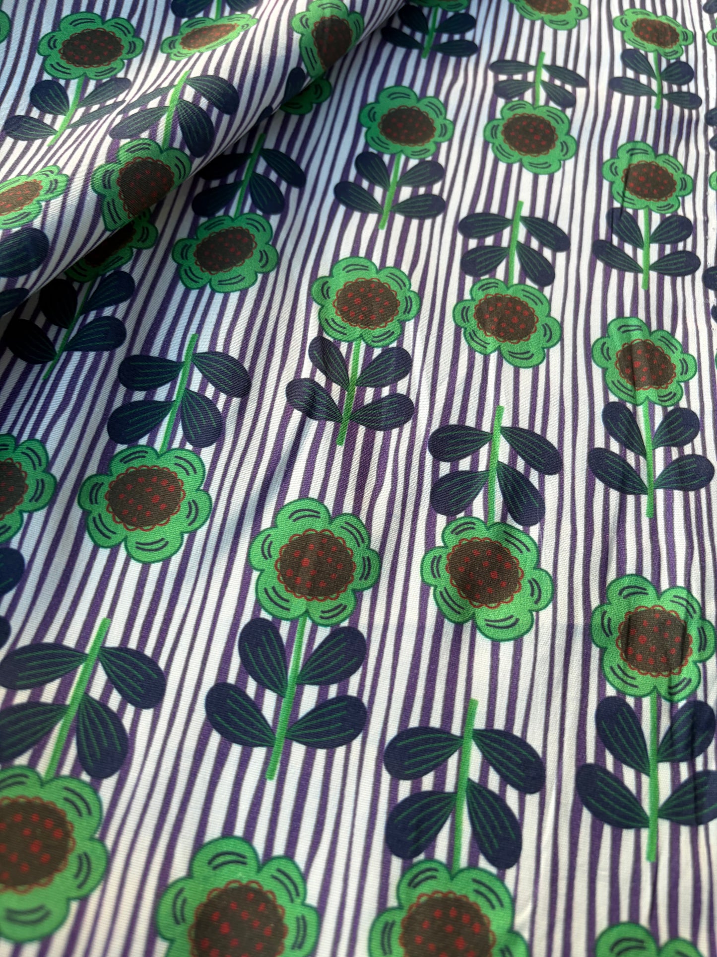 MARGE 038 poplin stretch stripes and flowers