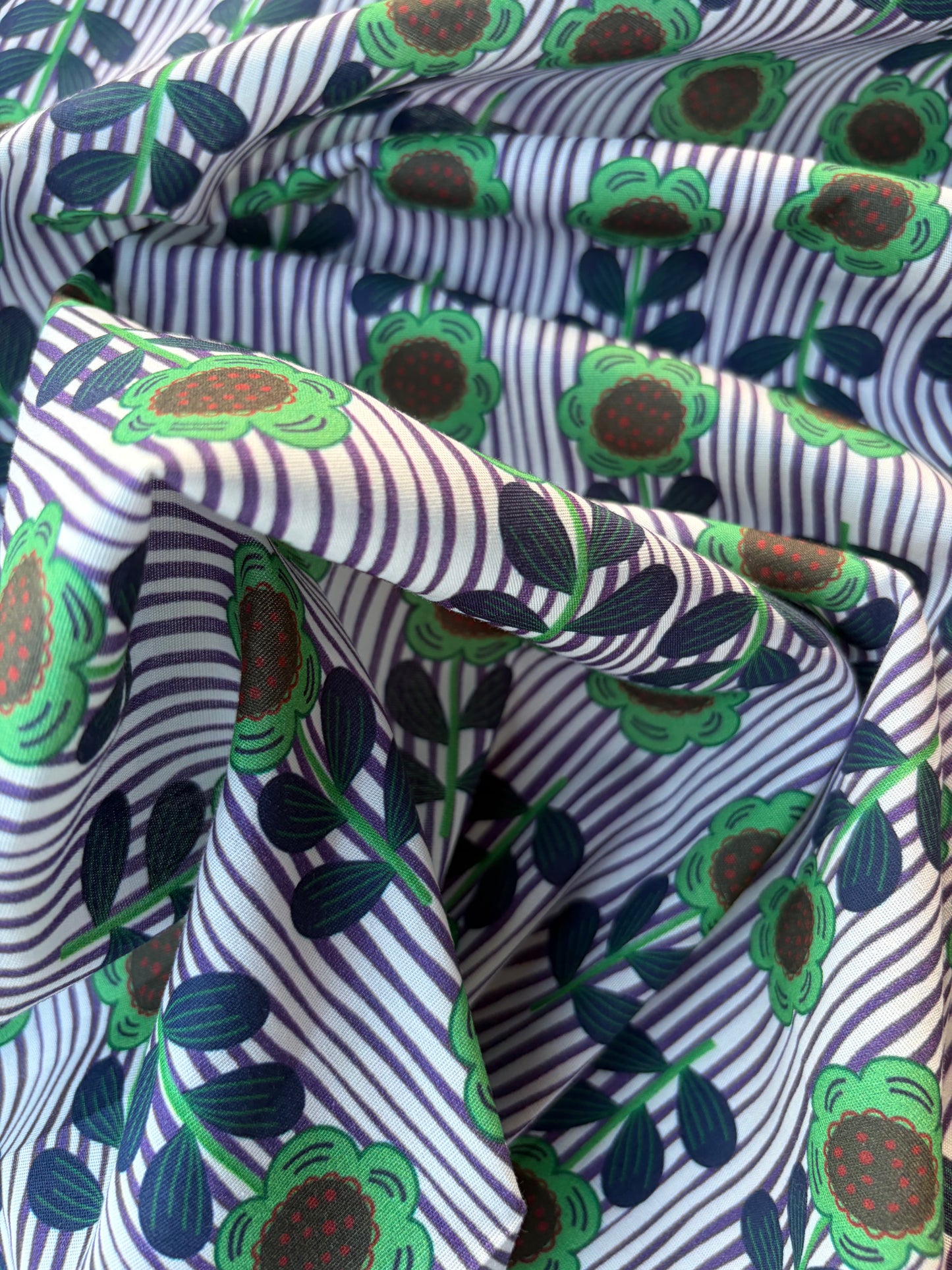 MARGE 038 poplin stretch stripes and flowers