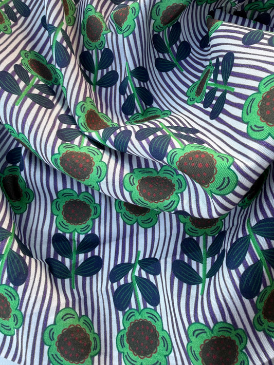 MARGE 038 poplin stretch stripes and flowers