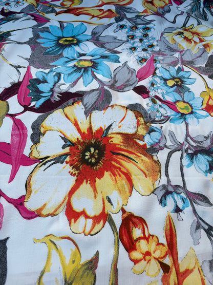 MARGE 040 viscose flowers yellow/turquoise/fuchsia