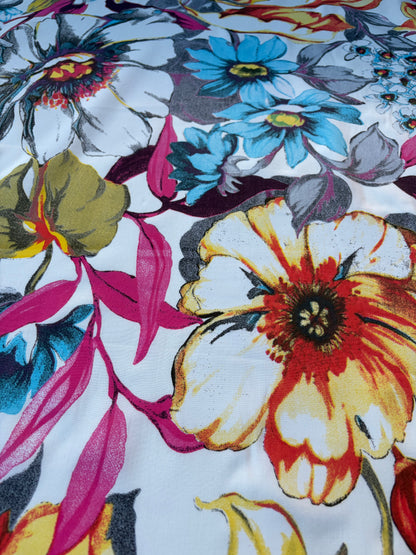 MARGE 040 viscose flowers yellow/turquoise/fuchsia
