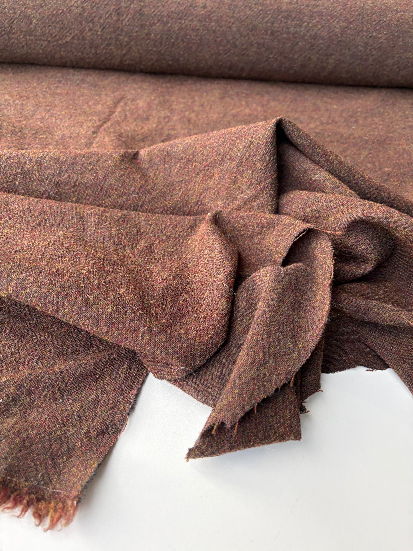 MORTY 003 Wool Shetland tweed brown/curry