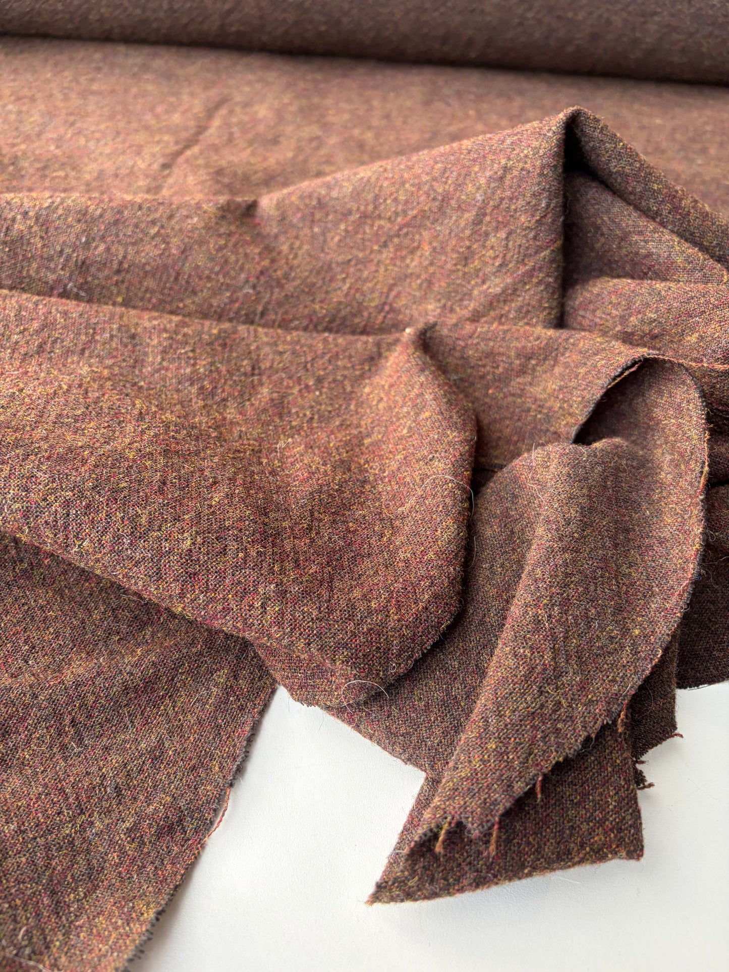 MORTY 003 Wool Shetland tweed brown/curry