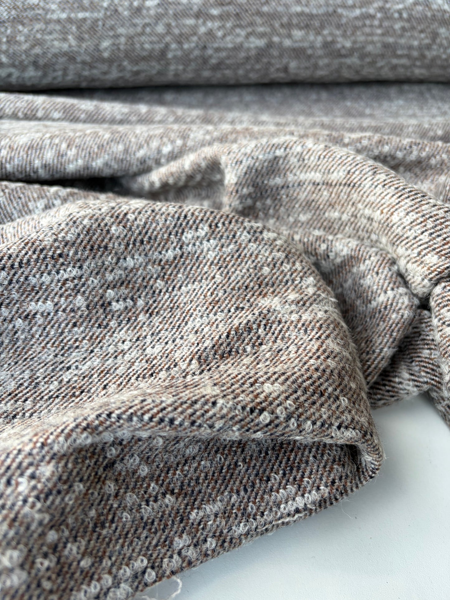 MORTY 004 taupe/grey wool tweed bouclette