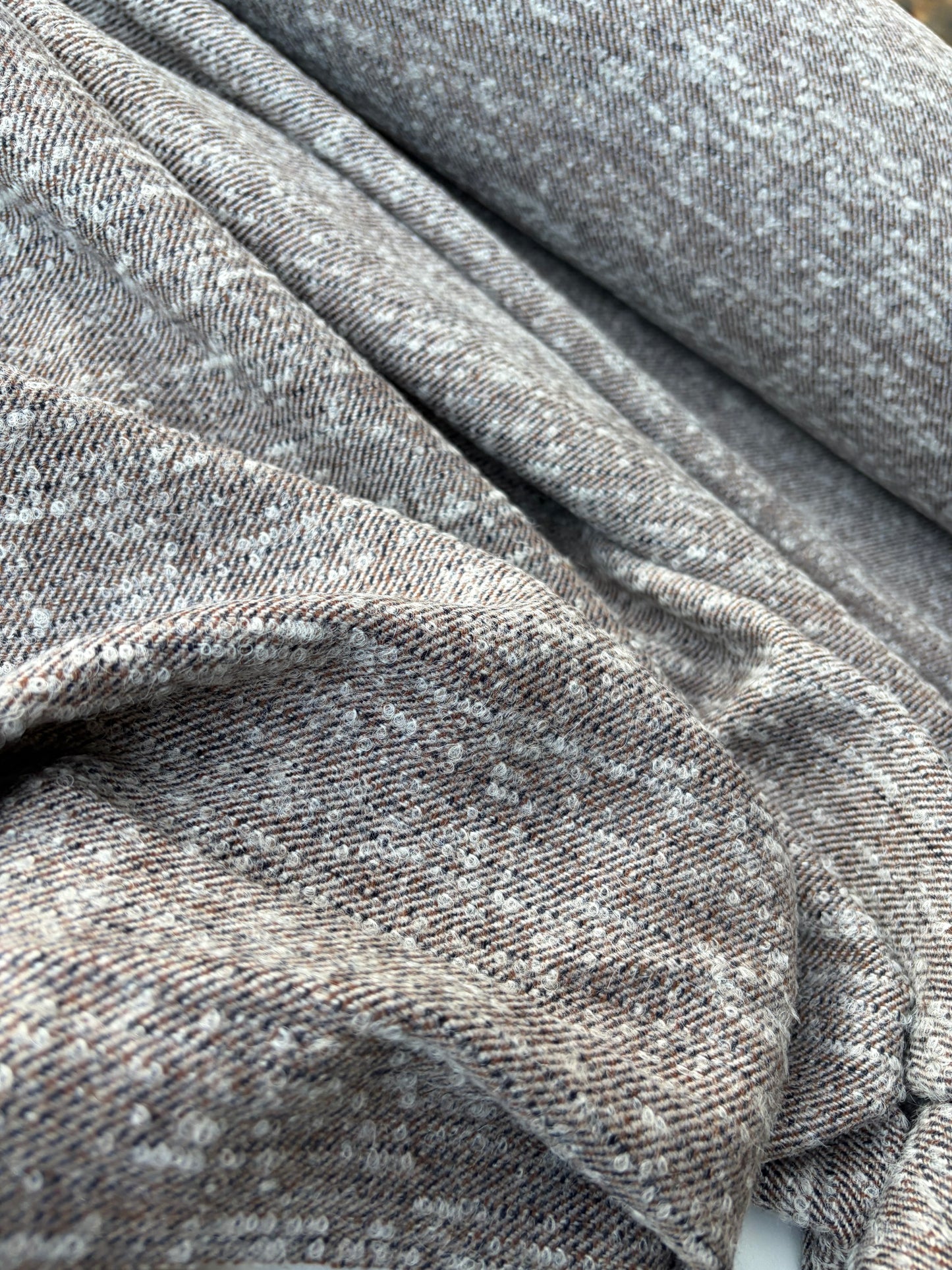 MORTY 004 taupe/grey wool tweed bouclette