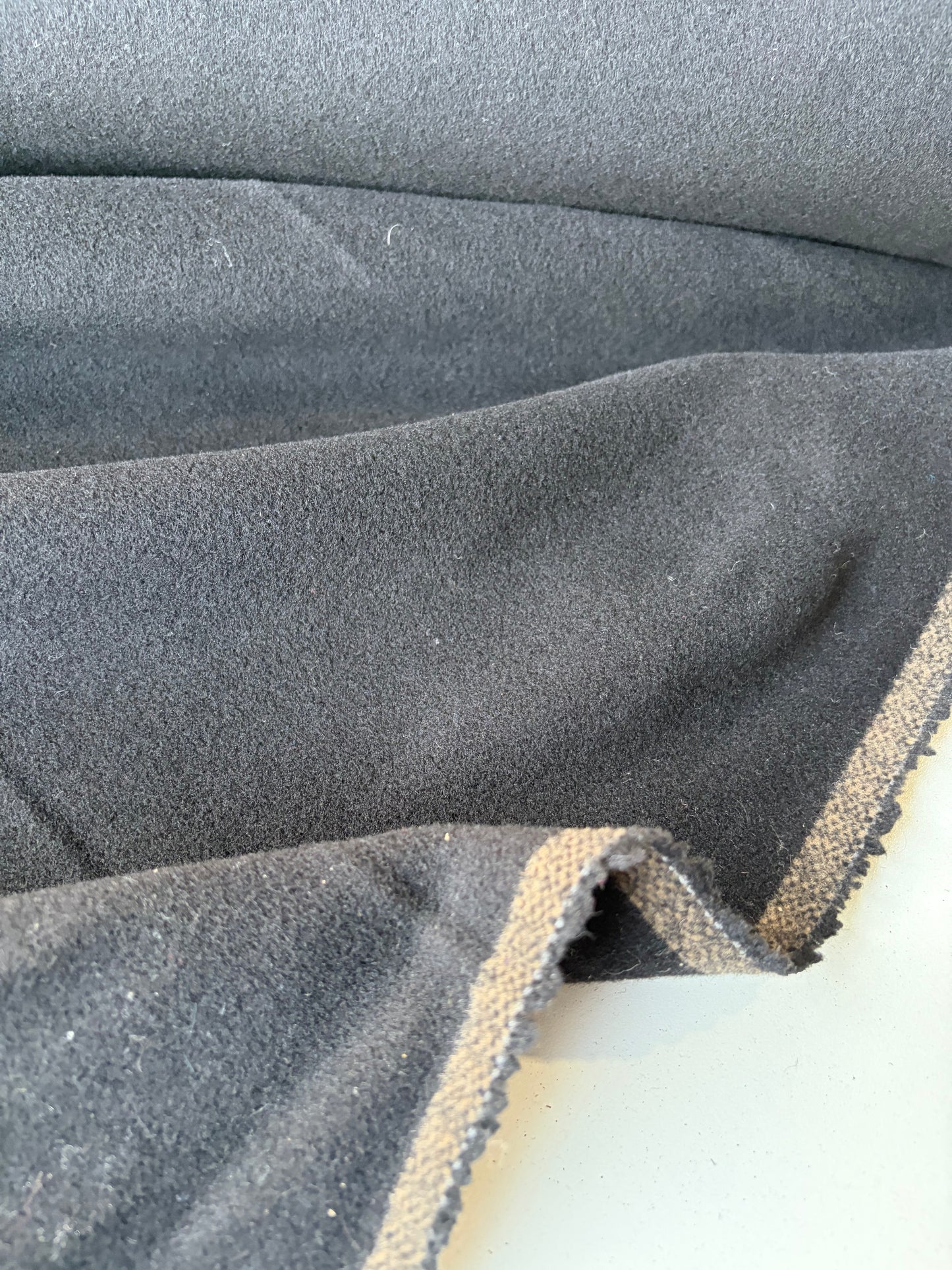MORTY 007 black velours de laine coat fabric