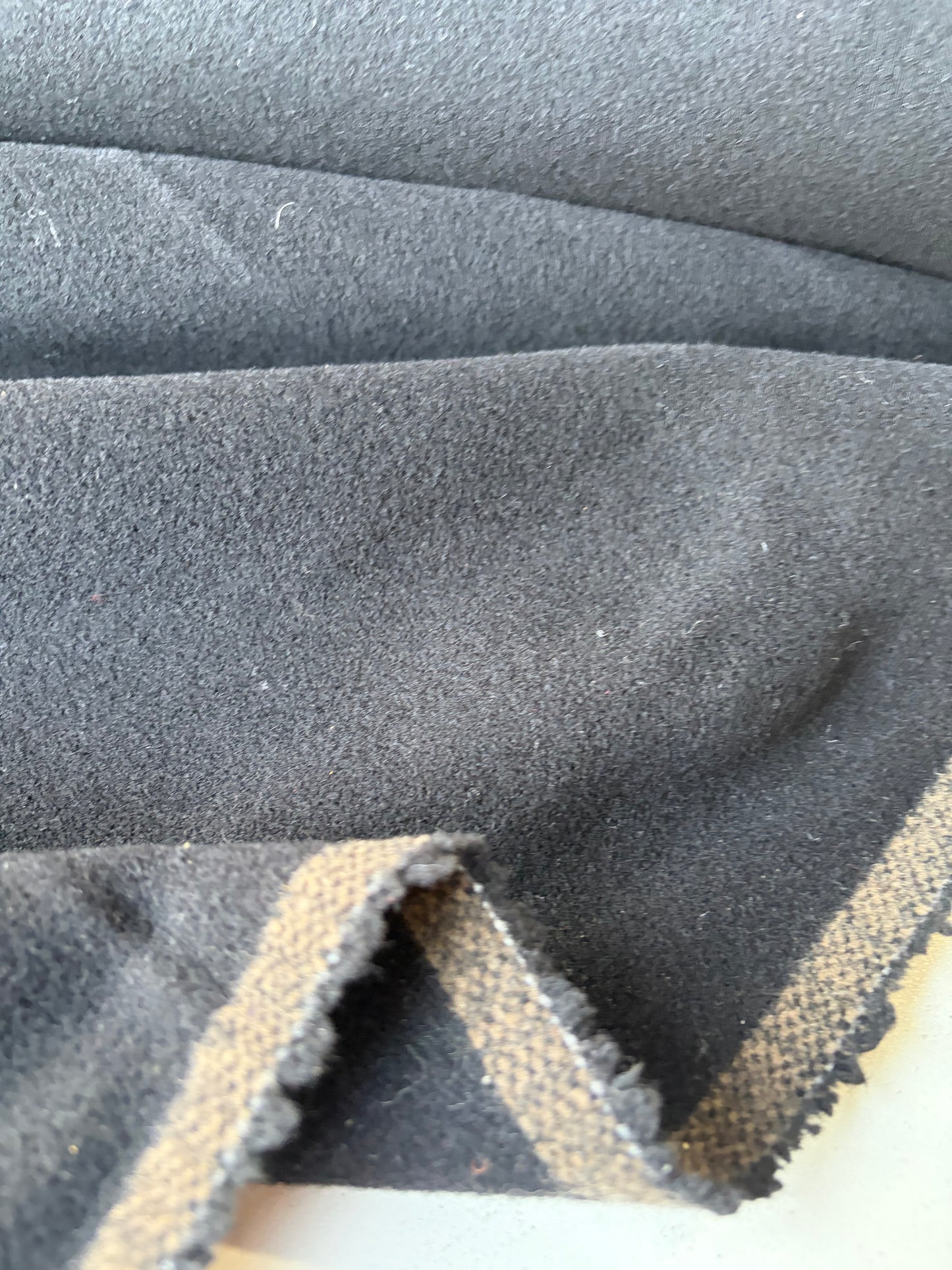 MORTY 007 black velours de laine coat fabric