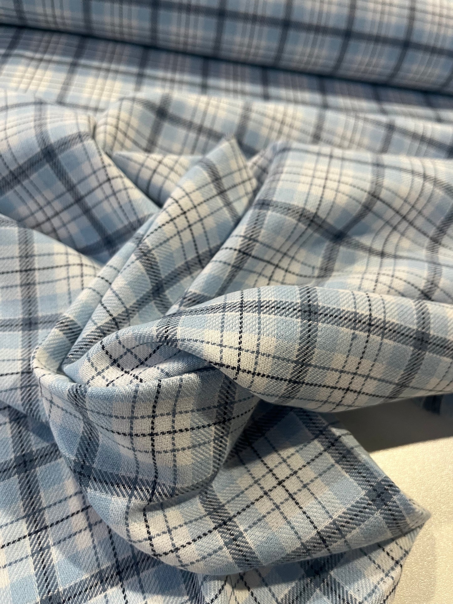 Gaia 092  cotton check light blue/navy