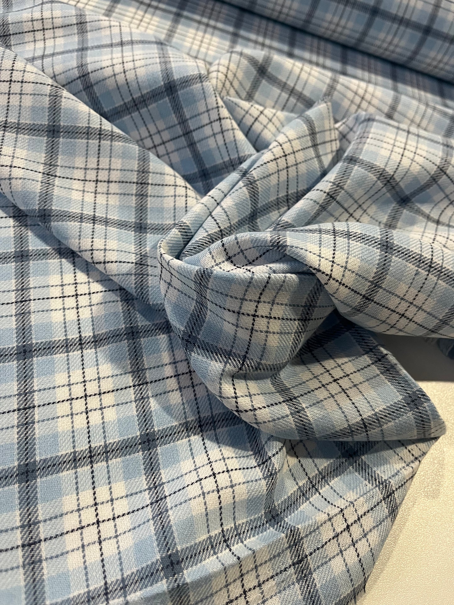 Gaia 092  cotton check light blue/navy