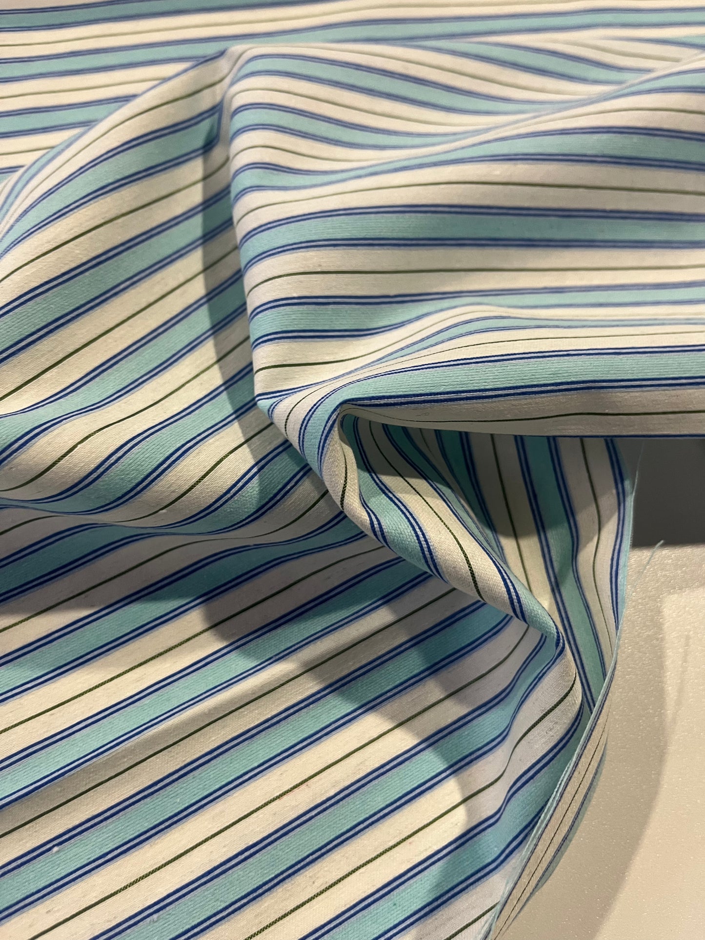 Gaia 093 cotton shirting stripes aqua/blue