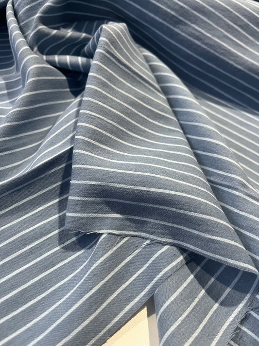 Gaia 094 cotton shirting stripes blue/grey