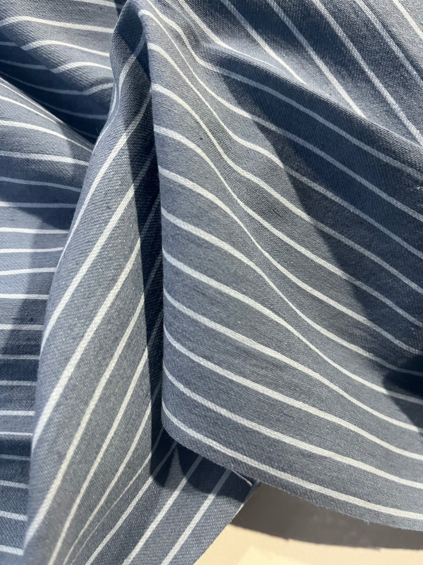 Gaia 094 cotton shirting stripes blue/grey