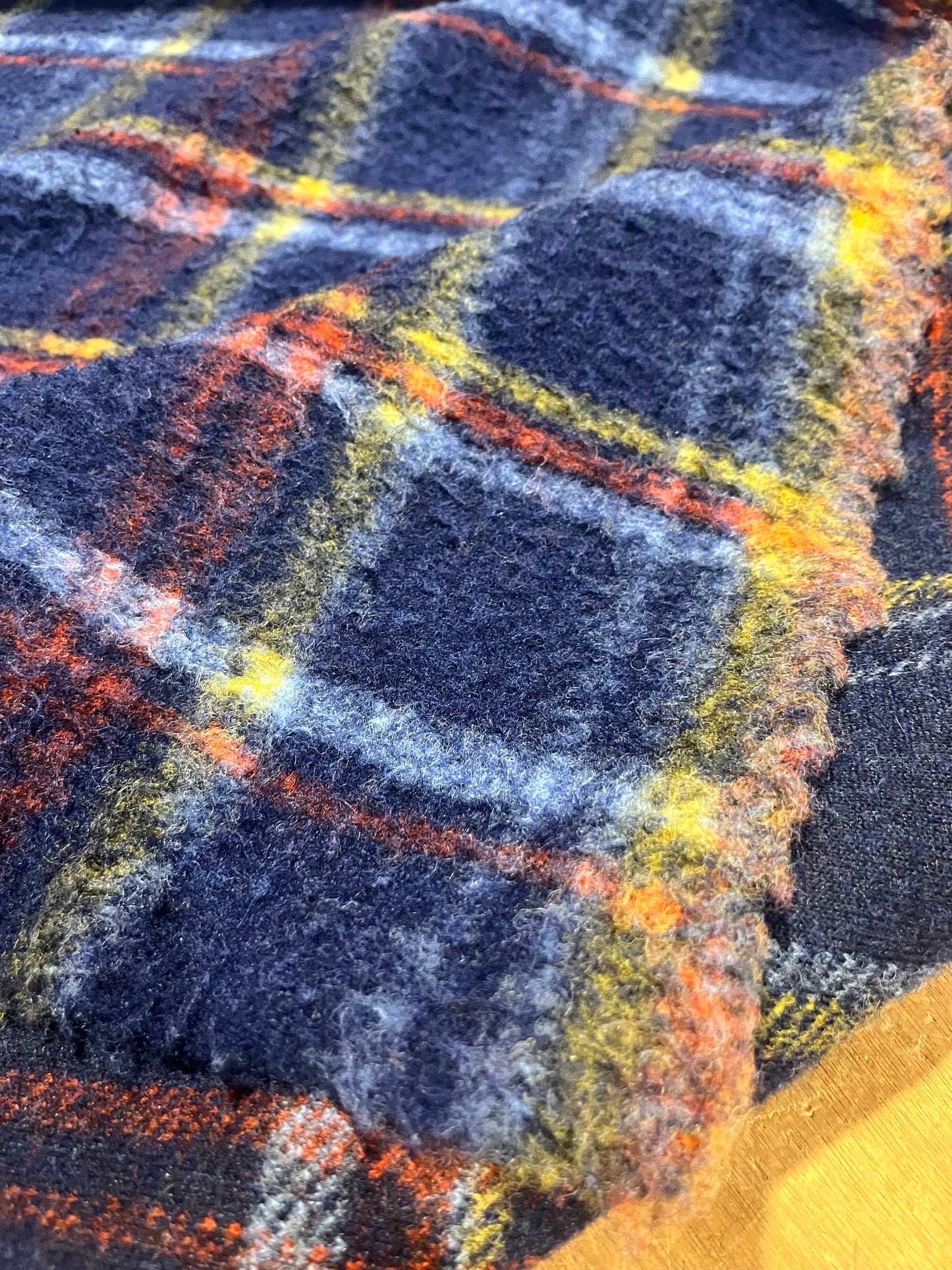 P001 heavy blanket wool blue check