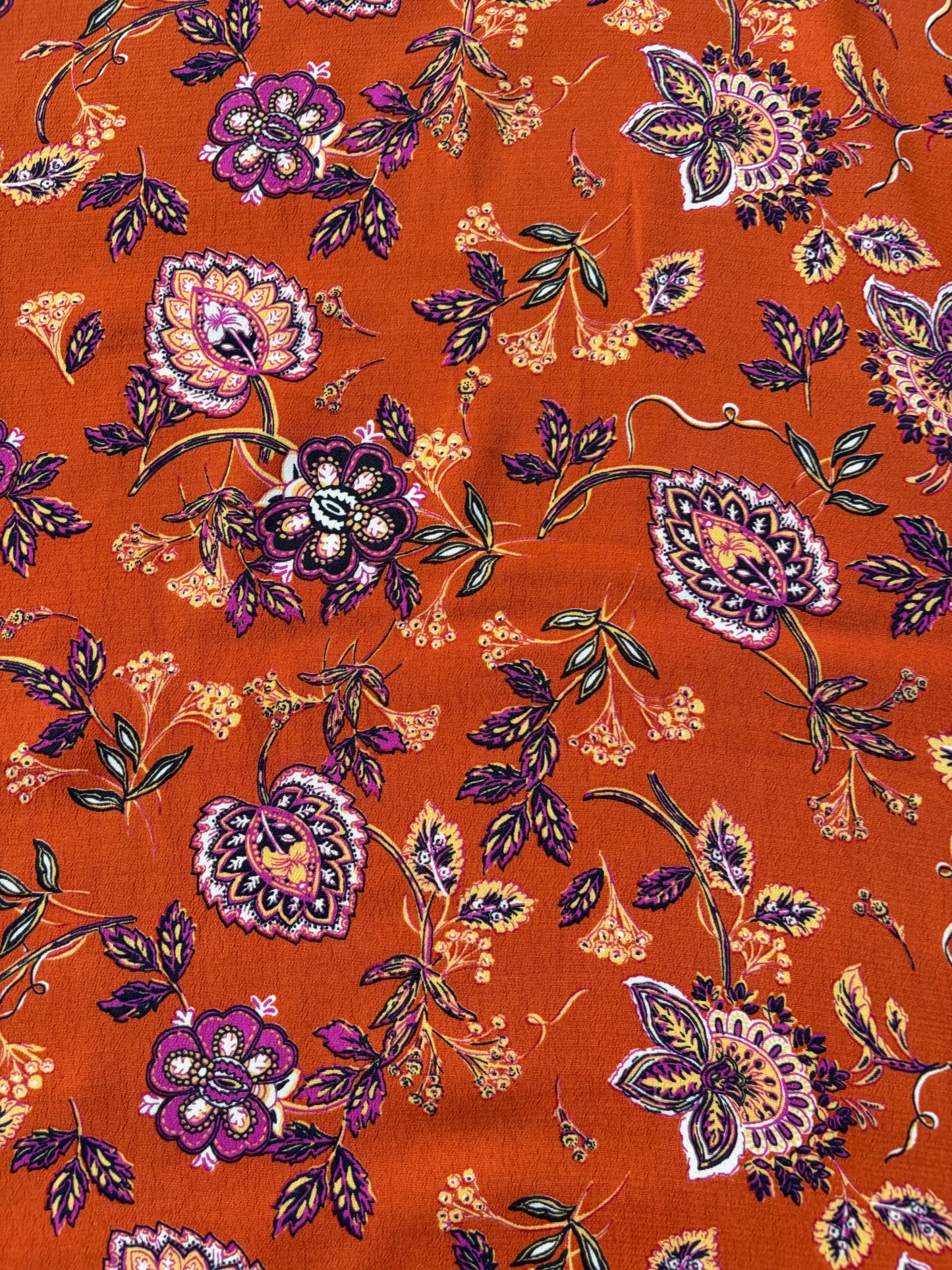 BART 005 orange indian flower print viscose crêpe print