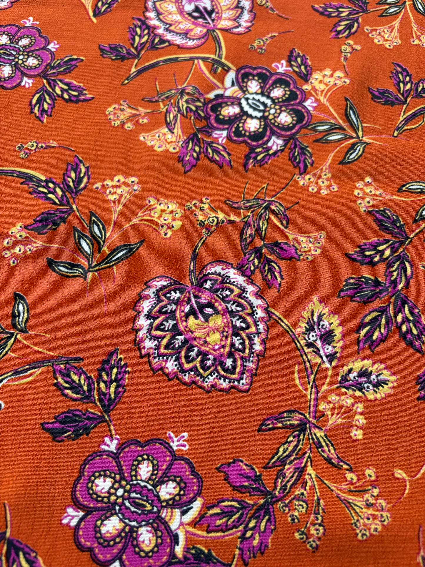 BART 005 orange indian flower print viscose crêpe print