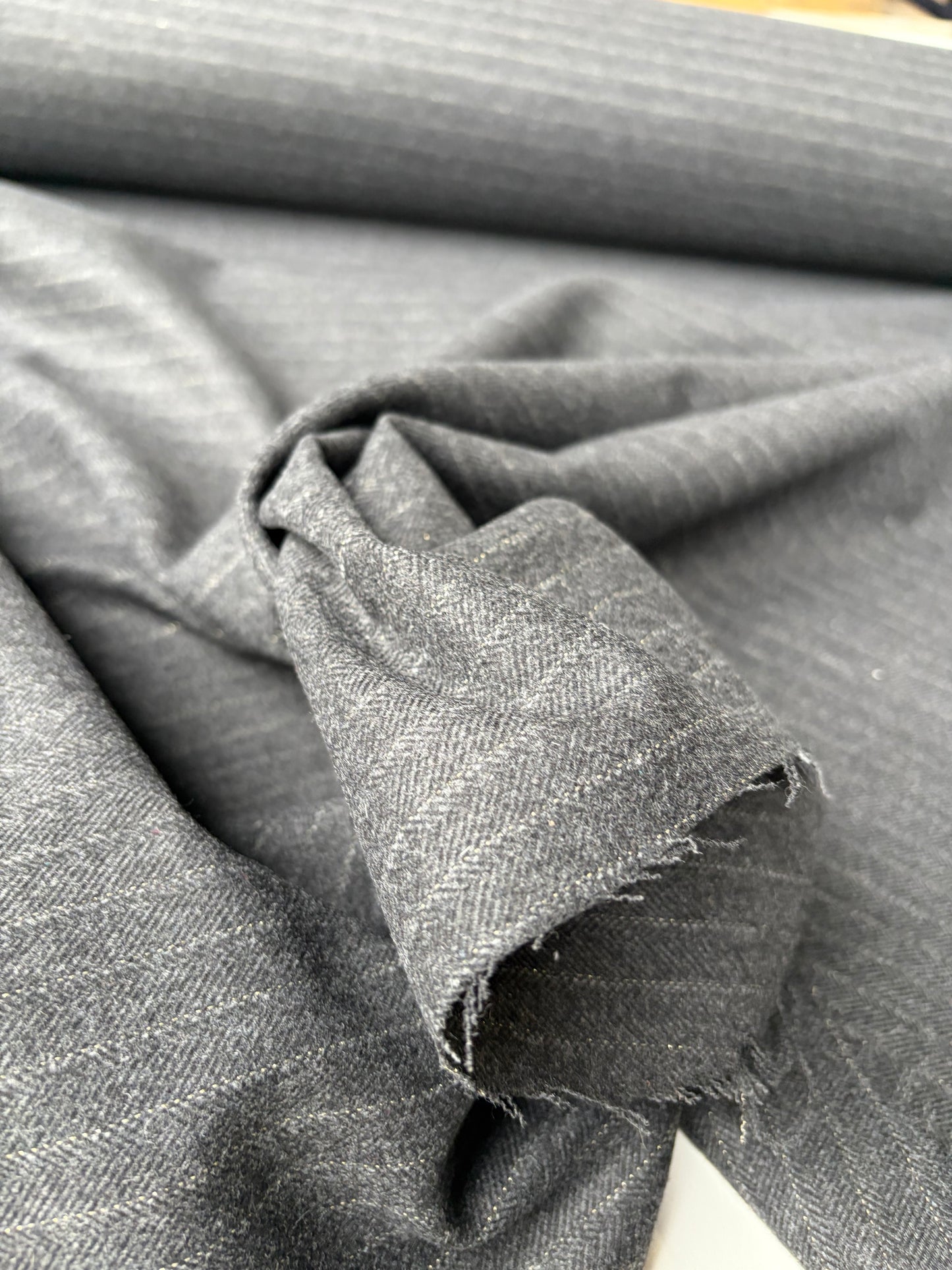 LORO 205 striped wool flanel anthracite Loro Piana