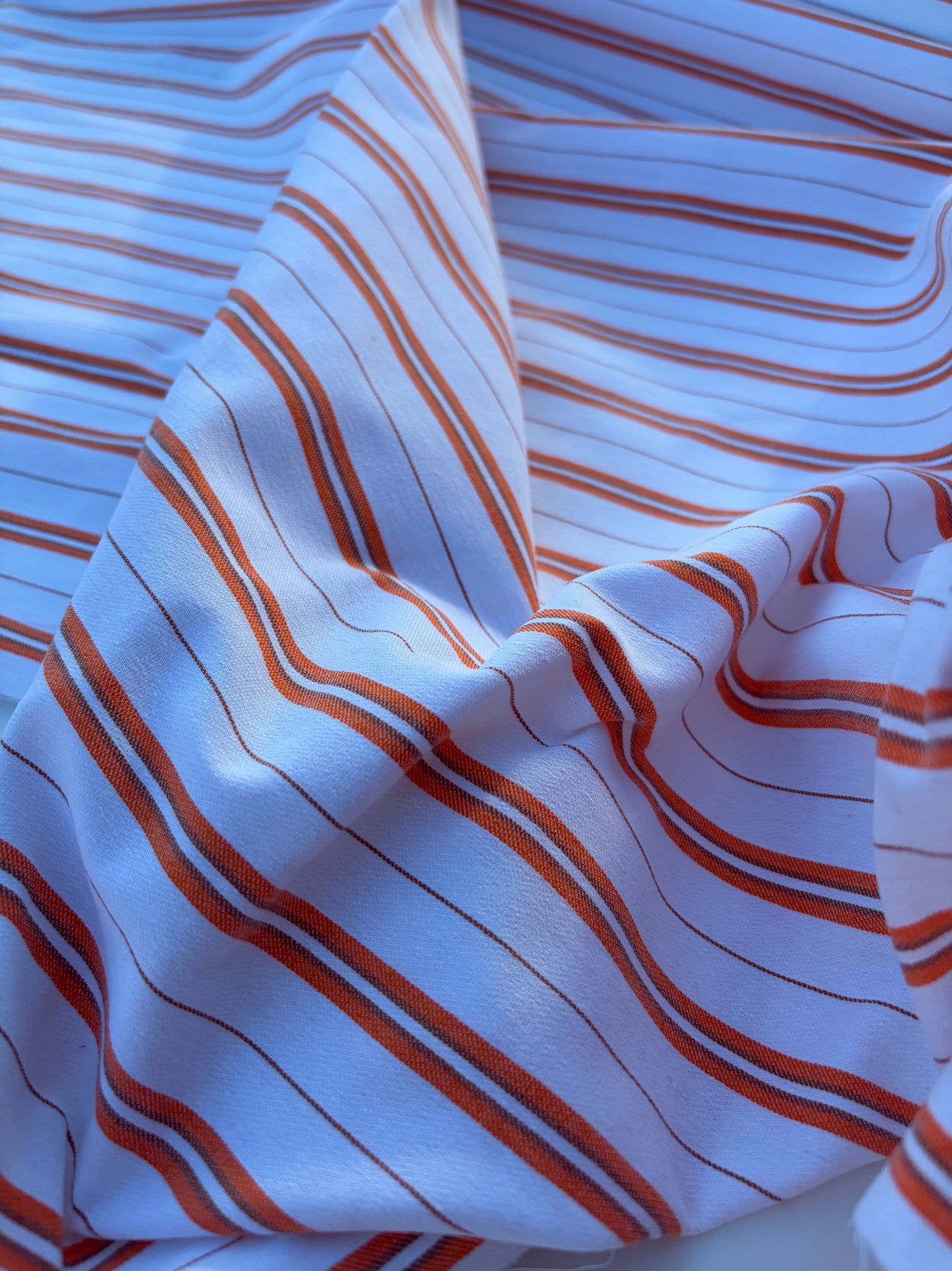 BART 006 orange/white cotton bengaline stripes
