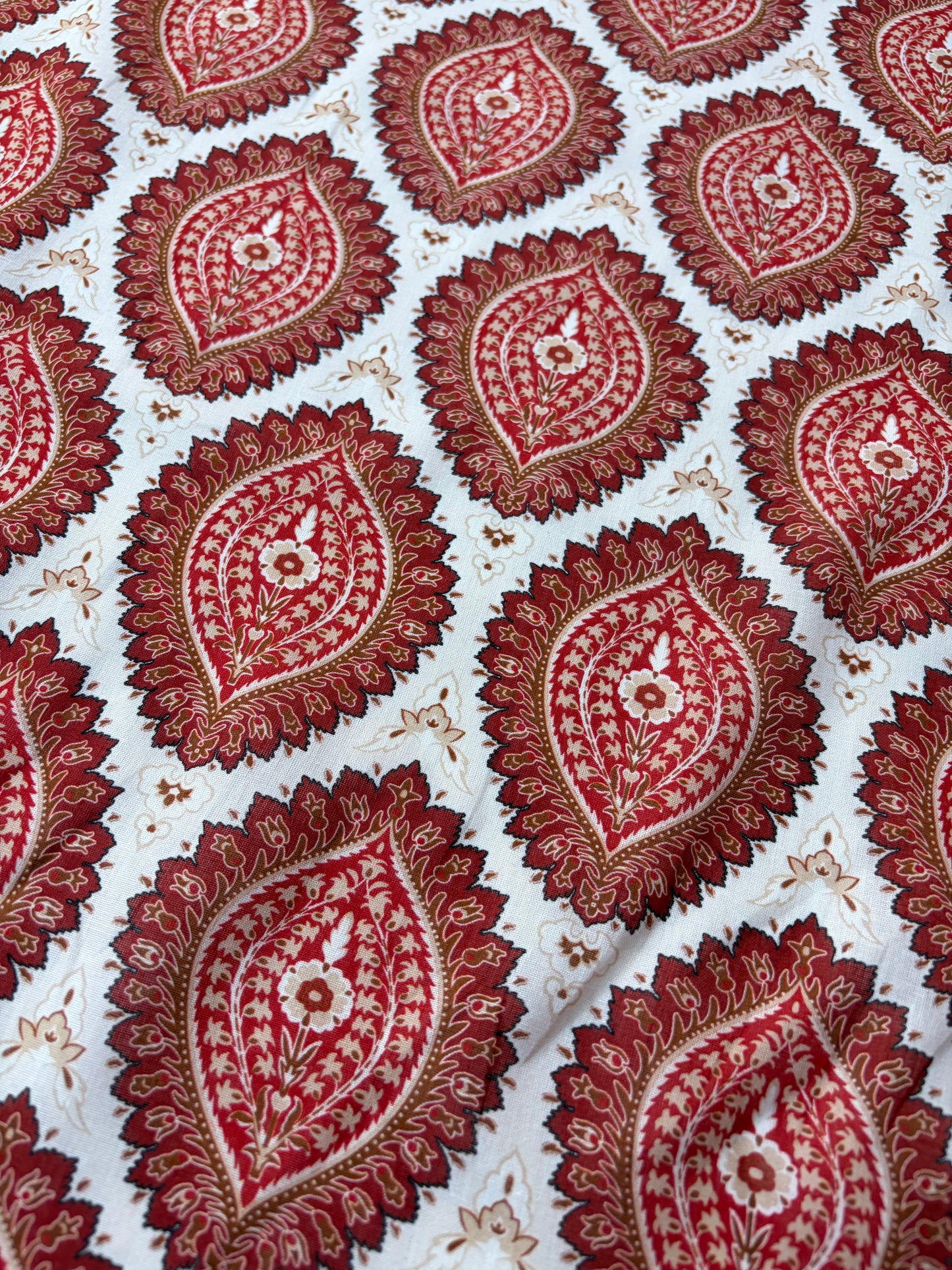 BART 008 orange paisley style printed  cotton voile