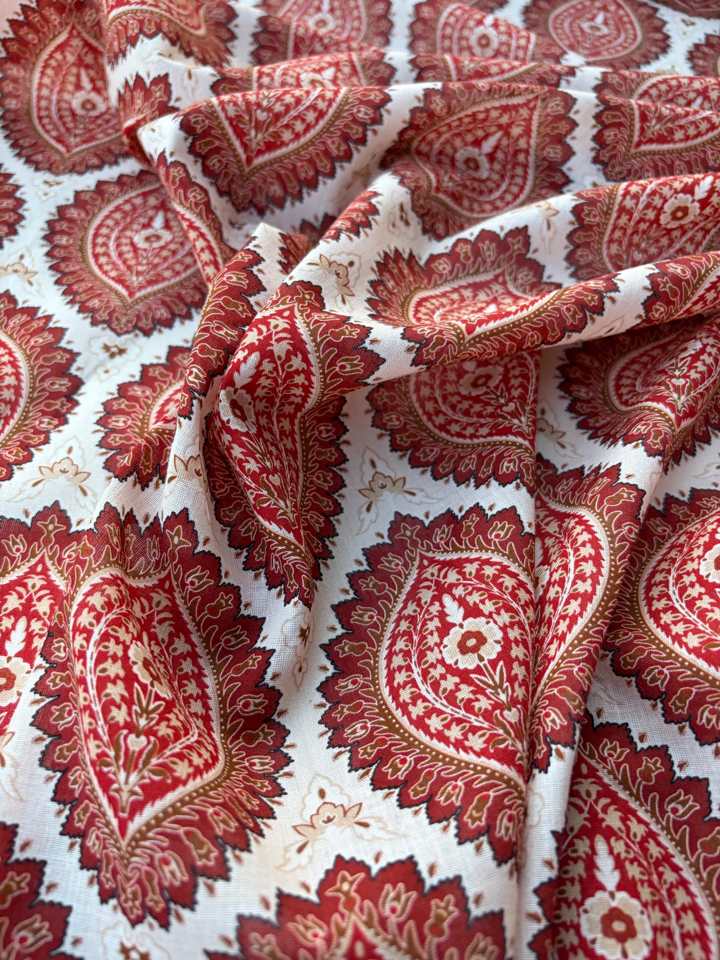 BART 008 orange paisley style printed  cotton voile
