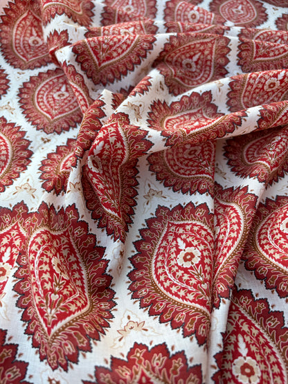 BART 008 orange paisley style printed  cotton voile