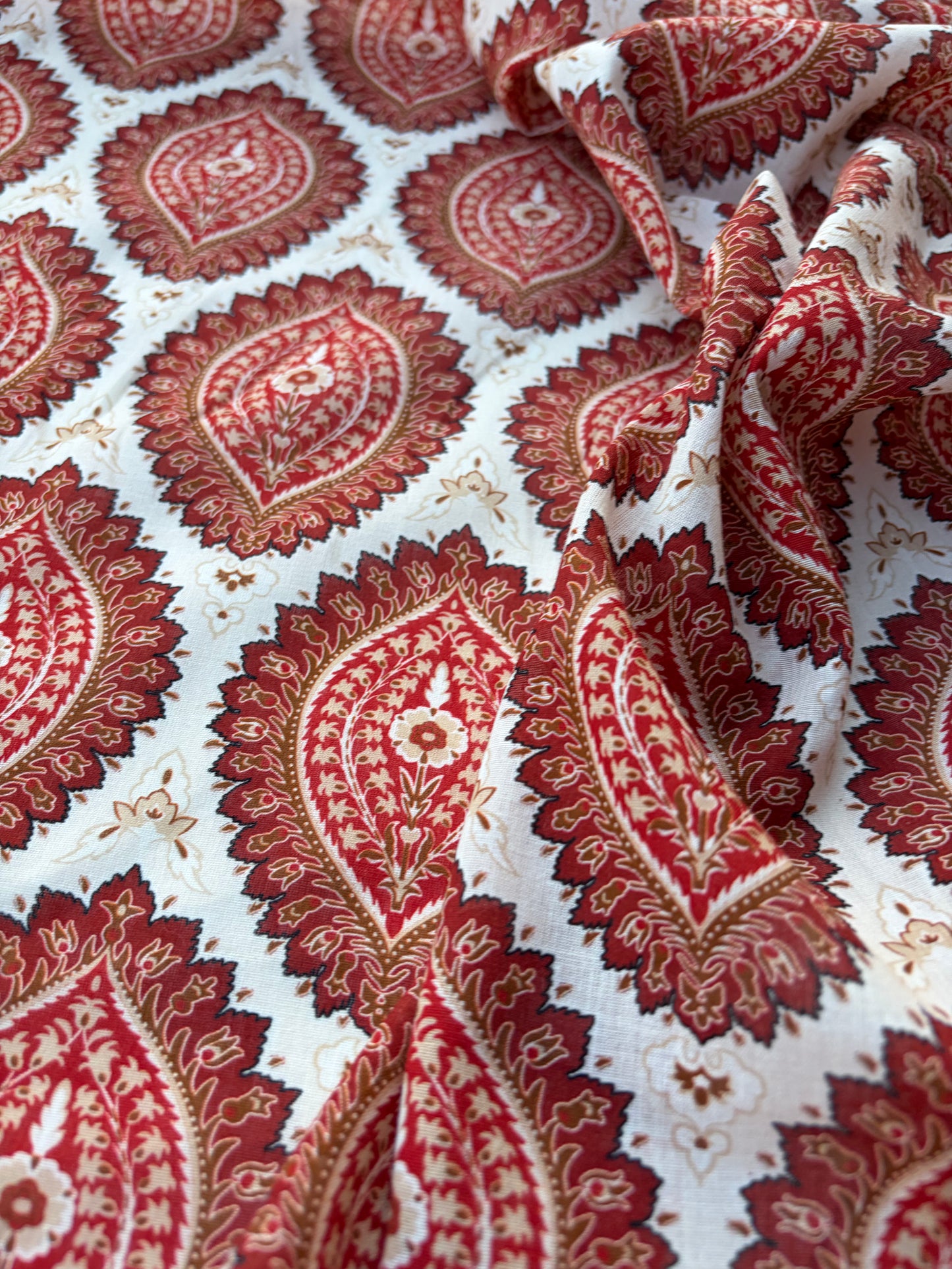 BART 008 orange paisley style printed  cotton voile