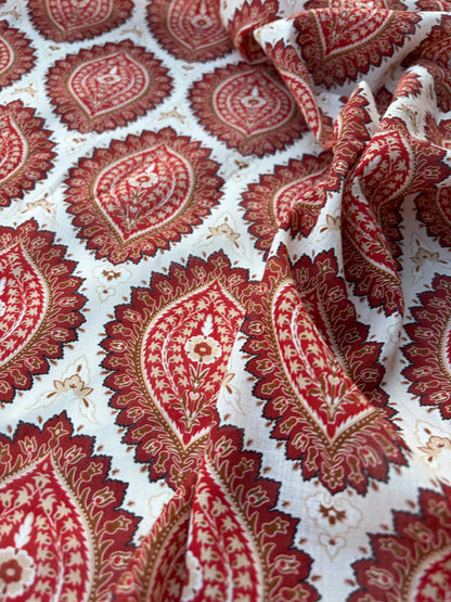 BART 008 orange paisley style printed  cotton voile