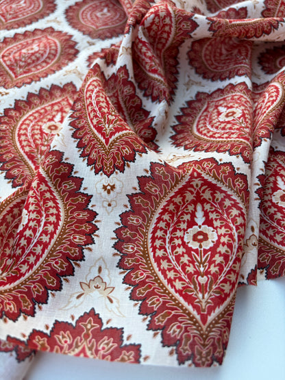BART 008 orange paisley style printed  cotton voile