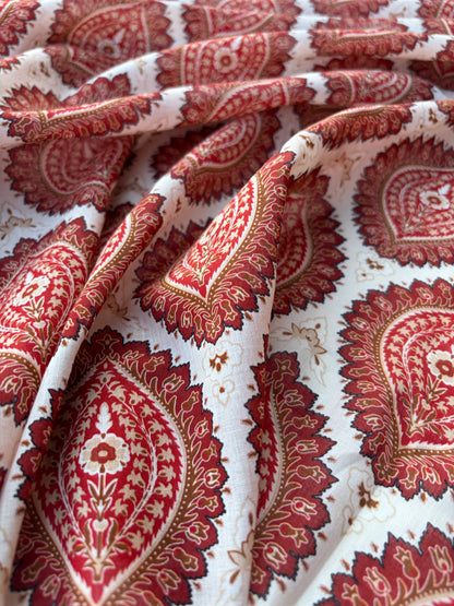 BART 008 orange paisley style printed  cotton voile