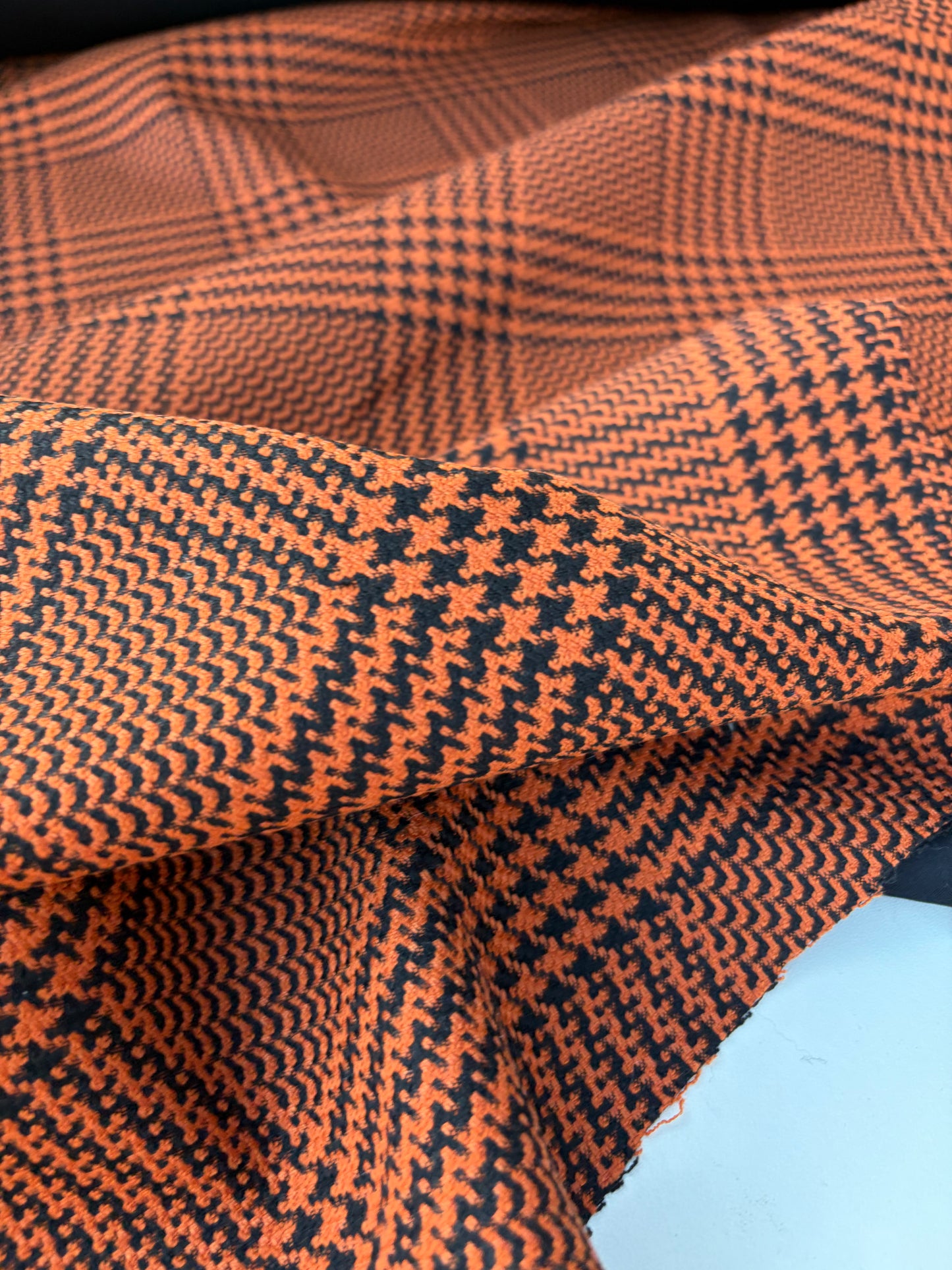 BART 009 orange/black wool check double face