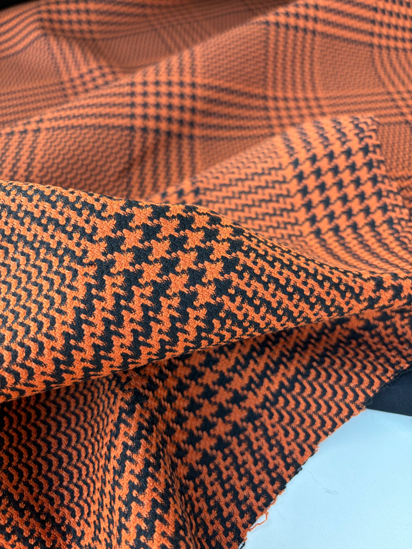 BART 009 orange/black wool check double face