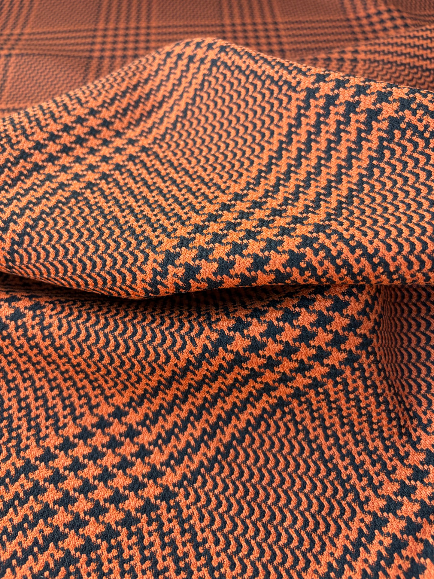 BART 009 orange/black wool check double face