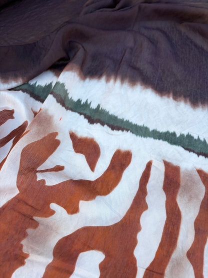 BART 010 animalier/tie dye double border print viscose voile