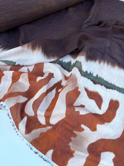 BART 010 animalier/tie dye double border print viscose voile