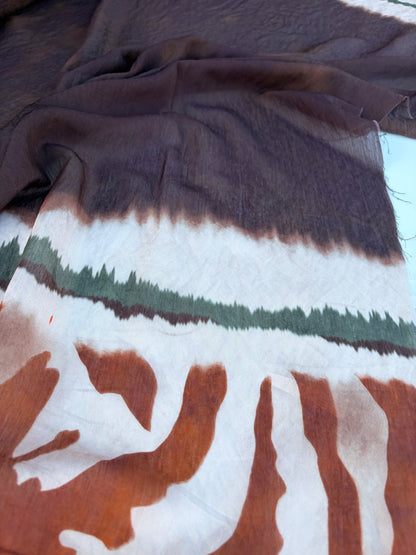 BART 010 animalier/tie dye double border print viscose voile