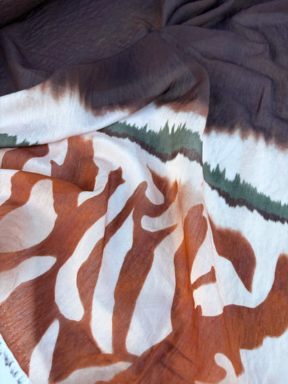 BART 010 animalier/tie dye double border print viscose voile