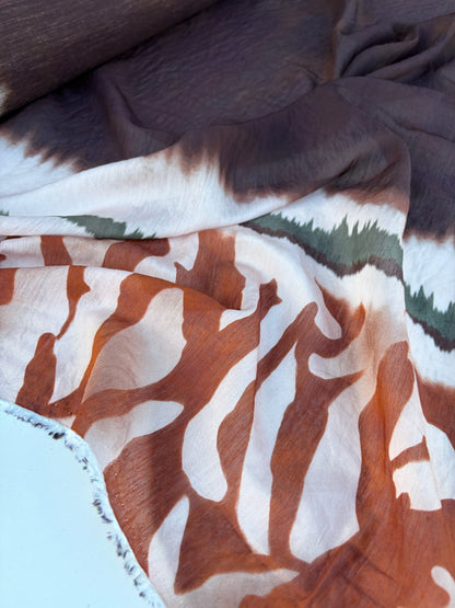 BART 010 animalier/tie dye double border print viscose voile