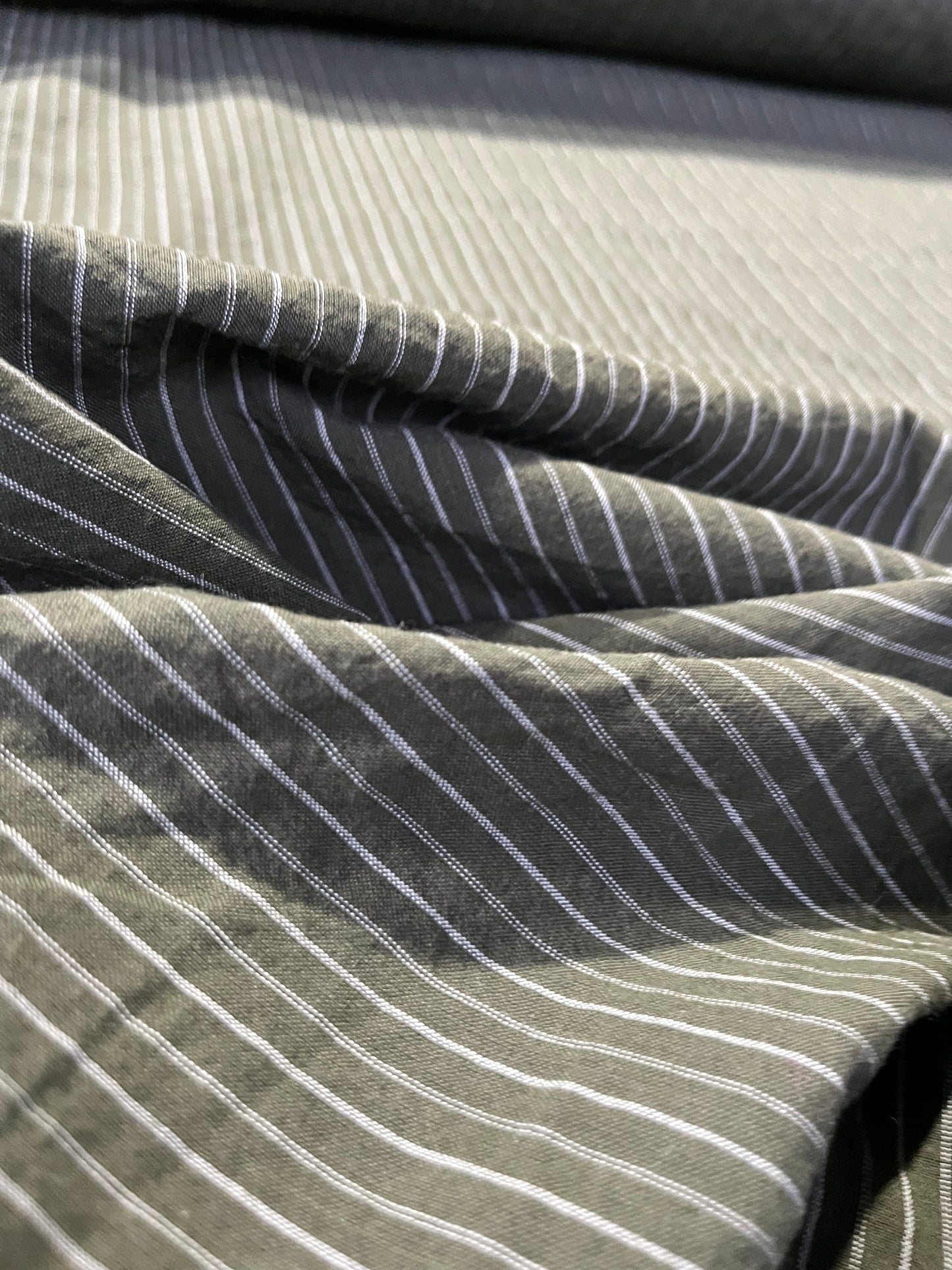LC MICHA 012 washed cotton shirting fabric khaky stripes – Wasted Fabrics