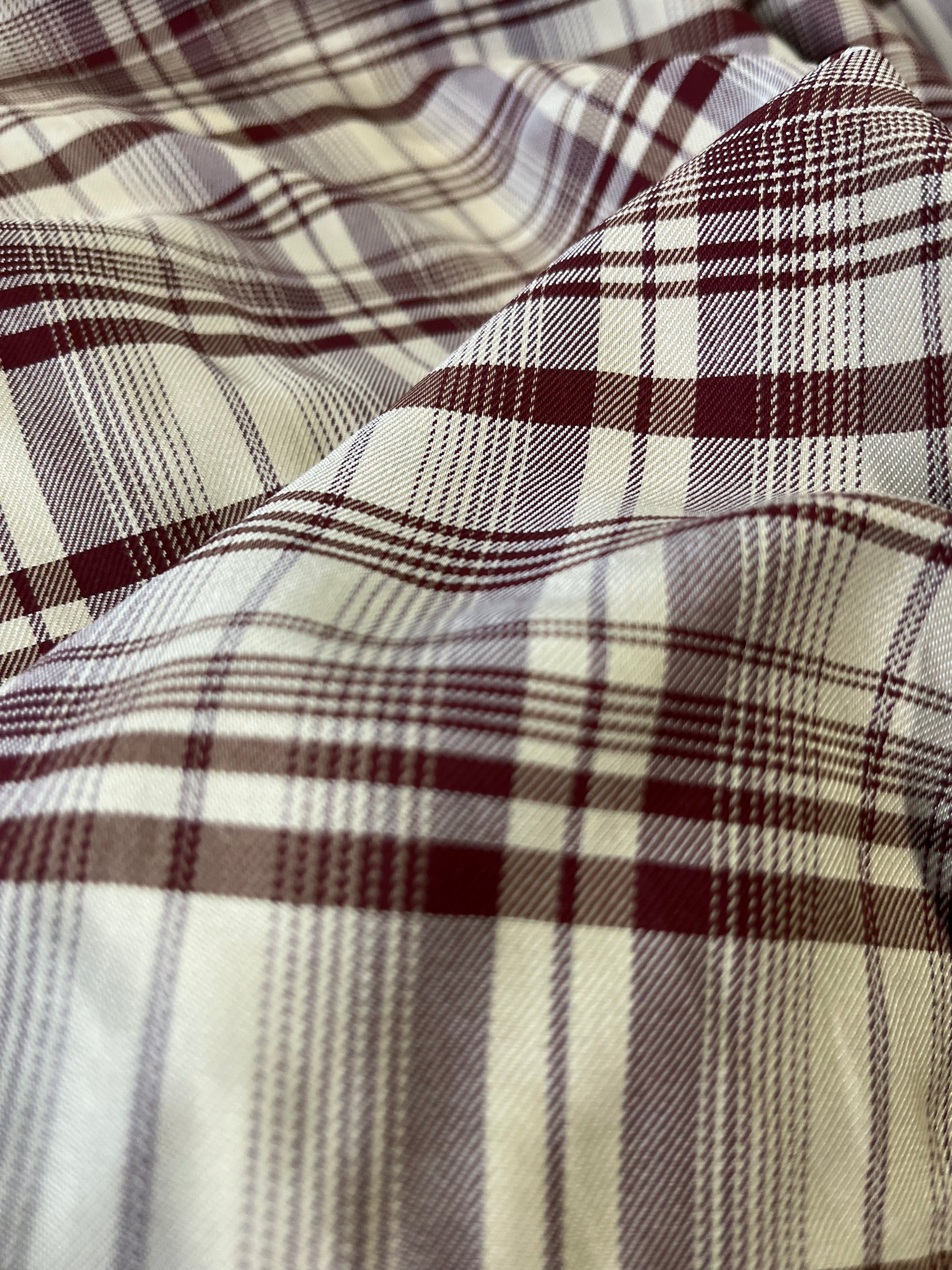 Cotton Check Beige Flannel Fabric
