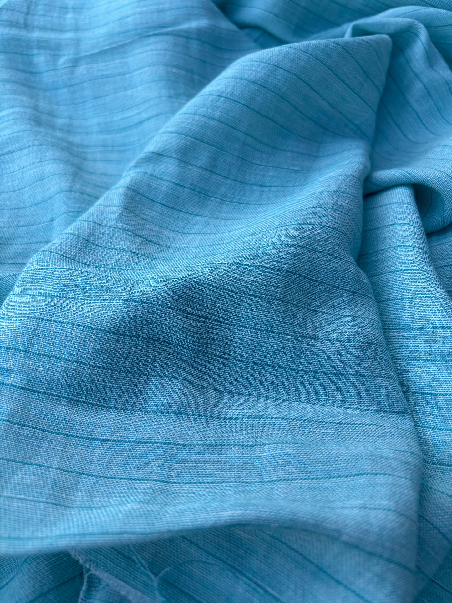 BART 019 turquoise cotton linen stripes