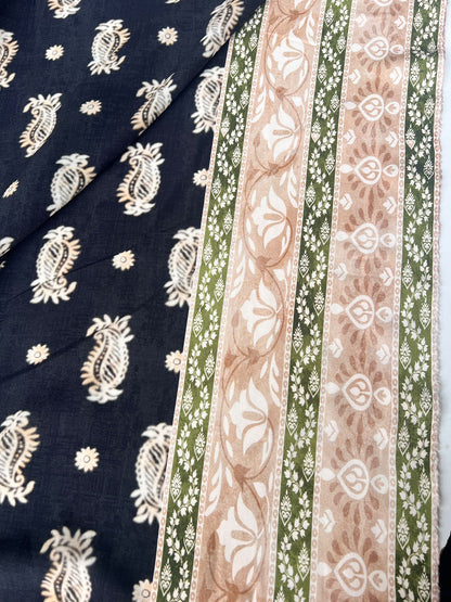 LULU 003 Double Border Paisley Cotton Voile