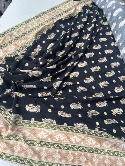 LULU 003 Double Border Paisley Cotton Voile